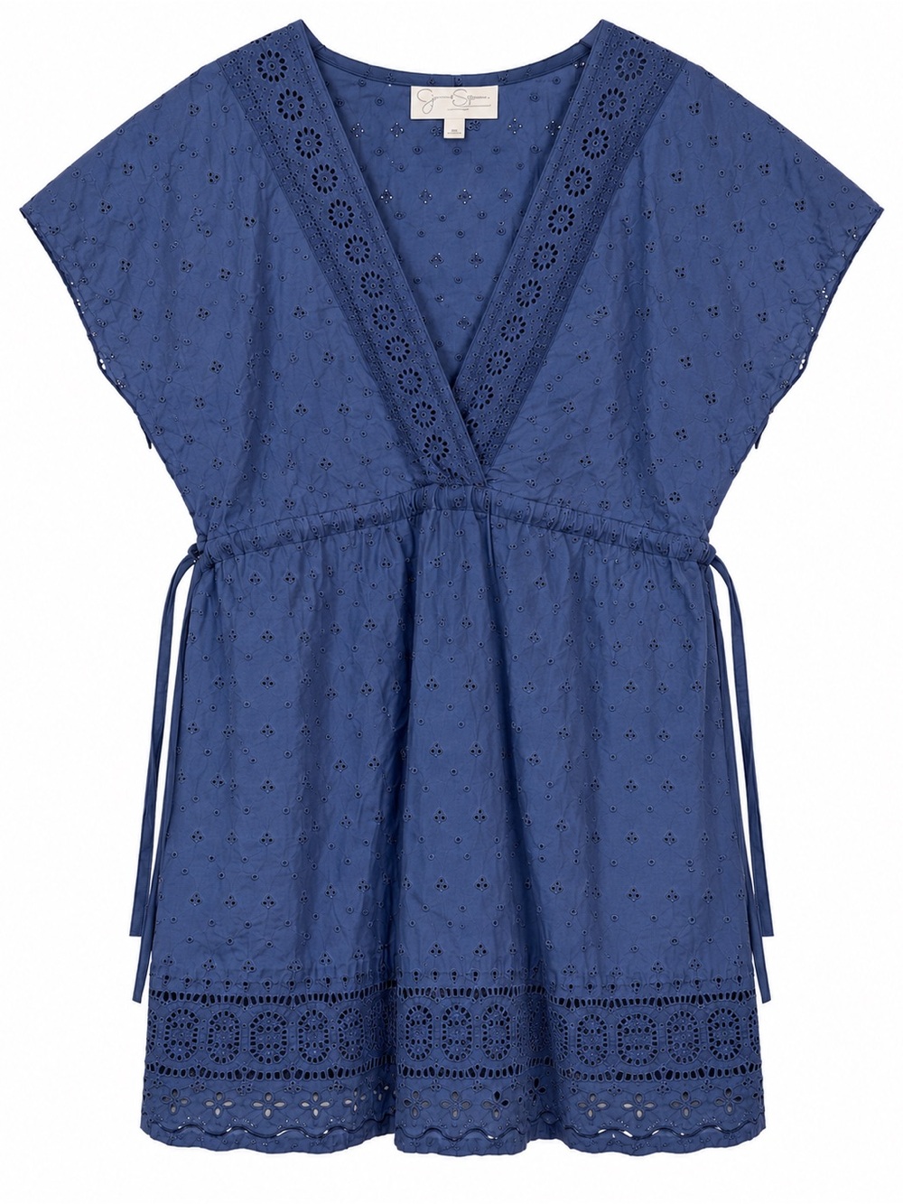Jessica Simpson Maternity Eyelet V Neck Side Tie Top Blue Size M